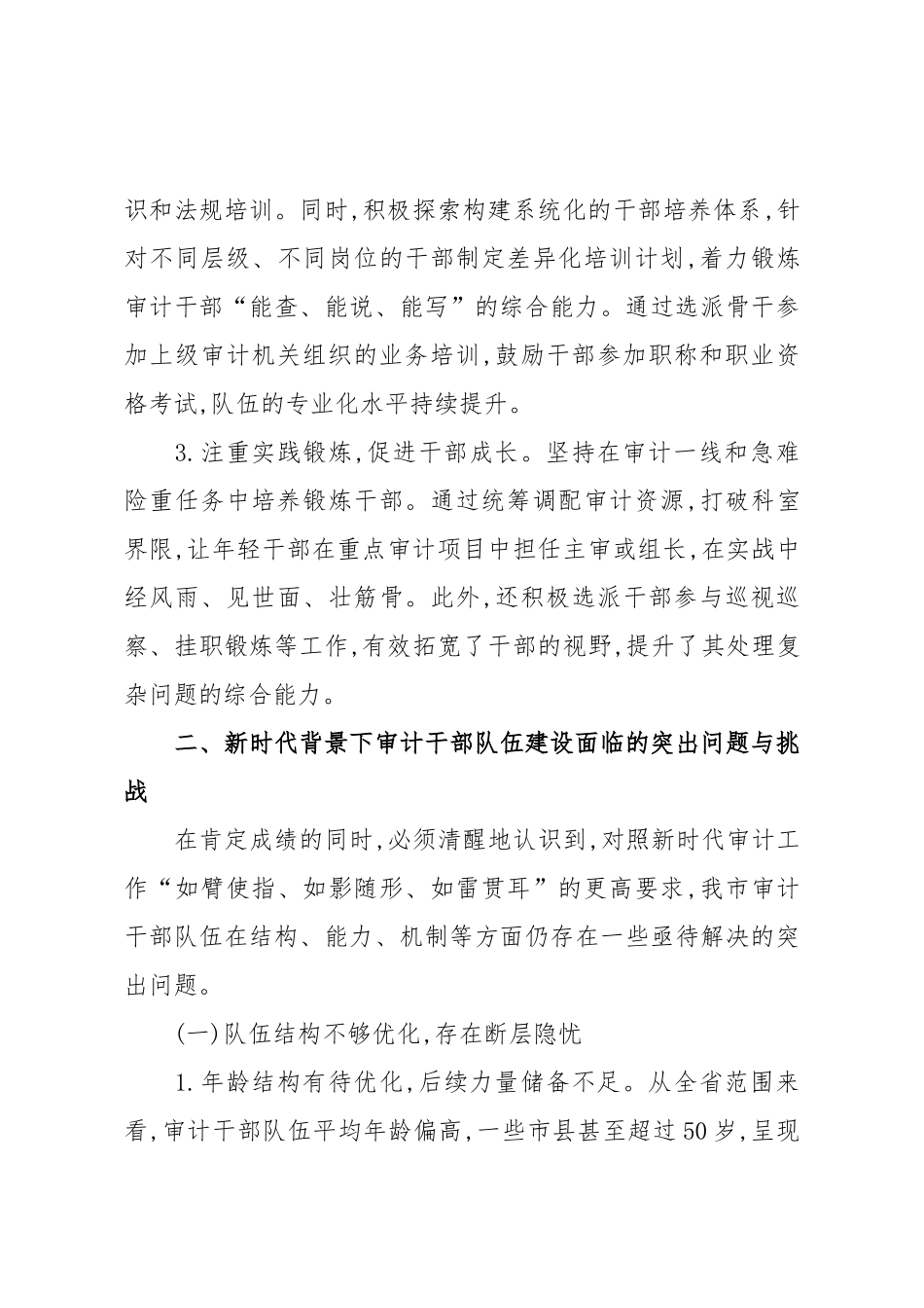 XX市审计局关于新时代审计干部队伍建设情况的调研报告（精品）.docx_第3页
