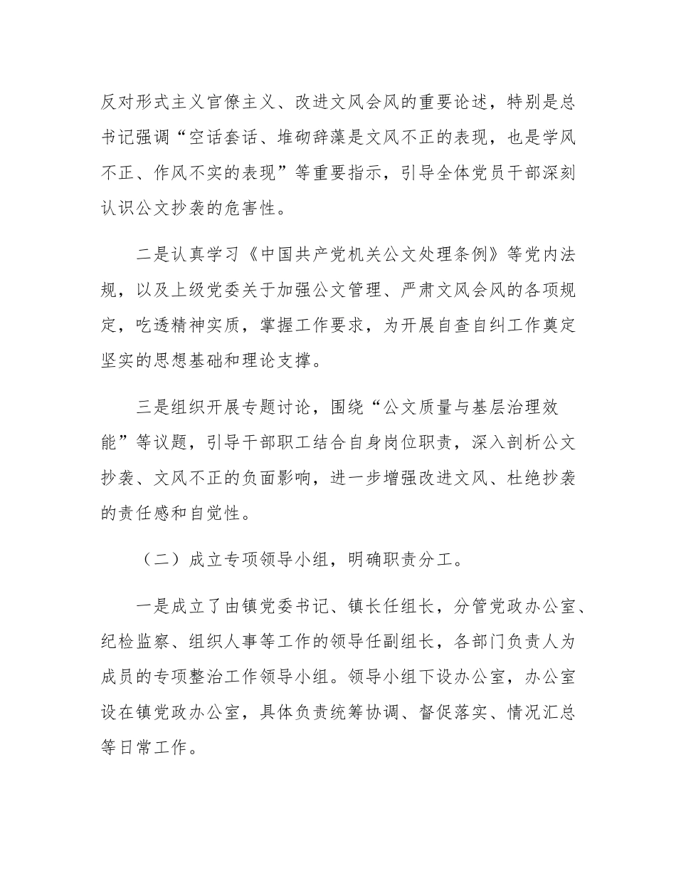 2025年乡镇公文抄袭问题专项整治自查自纠报告.docx_第2页