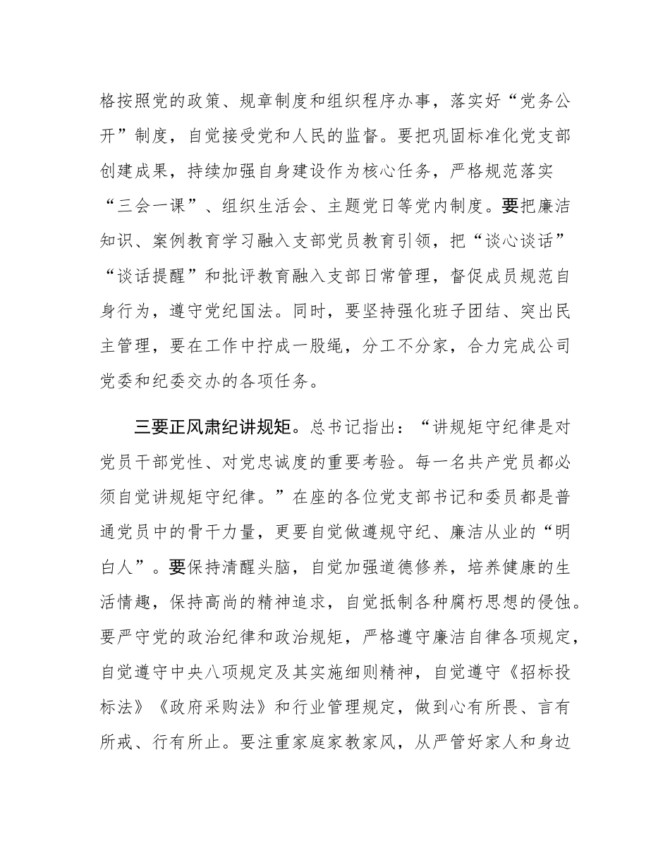国企党支部书记委员集体廉政谈话提纲.docx_第3页