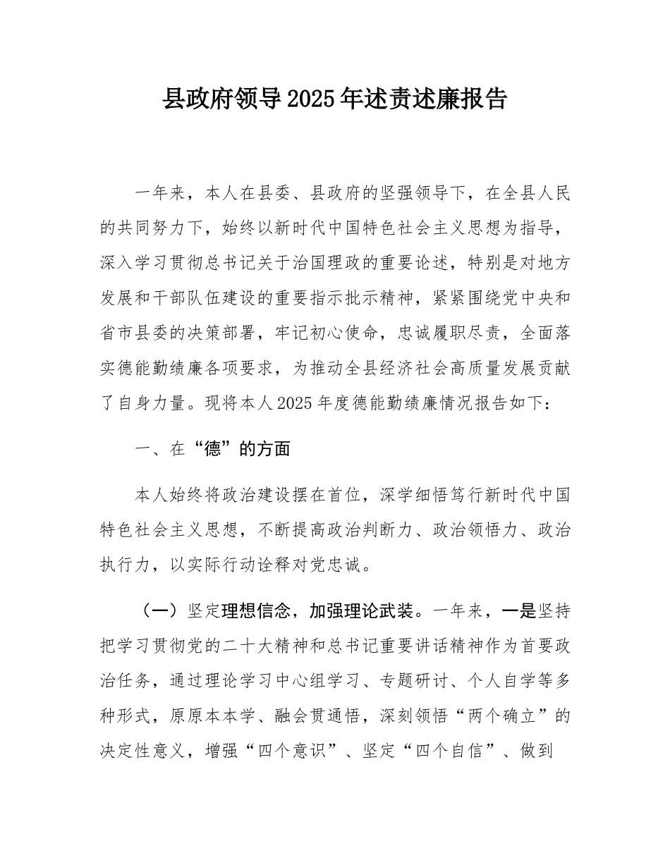 县政府领导2025年述责述廉报告.docx_第1页