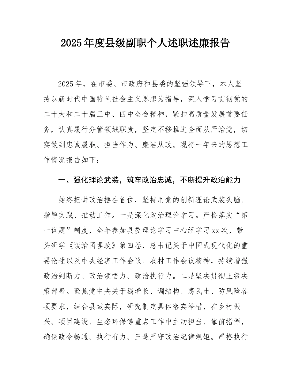 2025年度县级副职个人述职述廉报告.docx_第1页