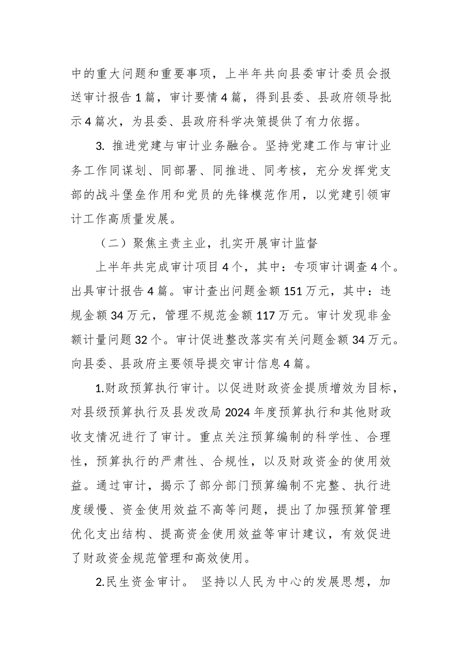 XX自治县审计局2025年上半年工作总结及下半年工作计划.docx_第2页