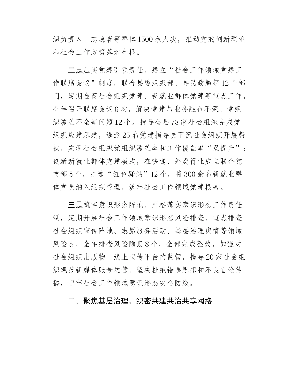 县委社会工作部2025年工作总结.docx_第2页