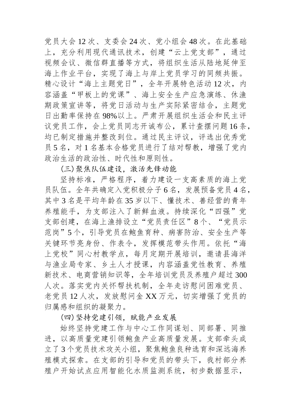 XX村海上党支部书记2025年度述职报告.docx_第2页