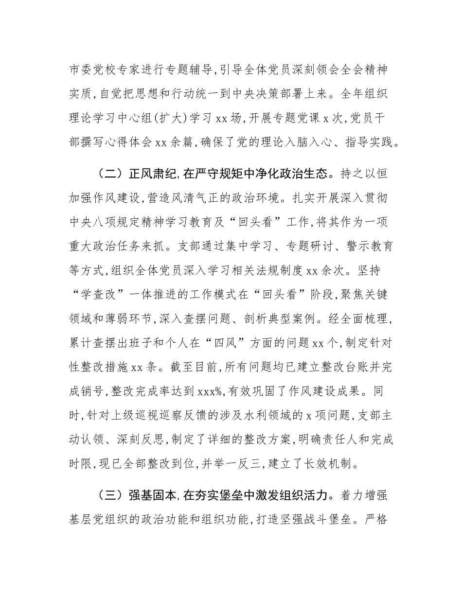 市水利局党支部书记2025年度抓基层党建工作述职报告.docx_第2页